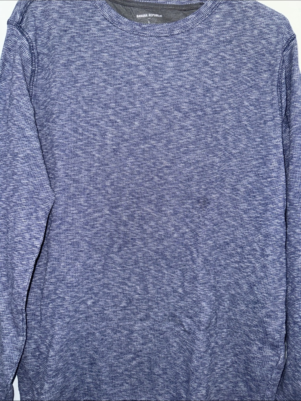 Banana Republic Men's Heather Navy Blue Crewneck Sweater